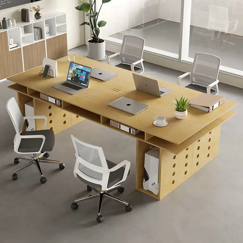 YJQ modern simple birch large board negotiation table solid wood hole table workbench desk