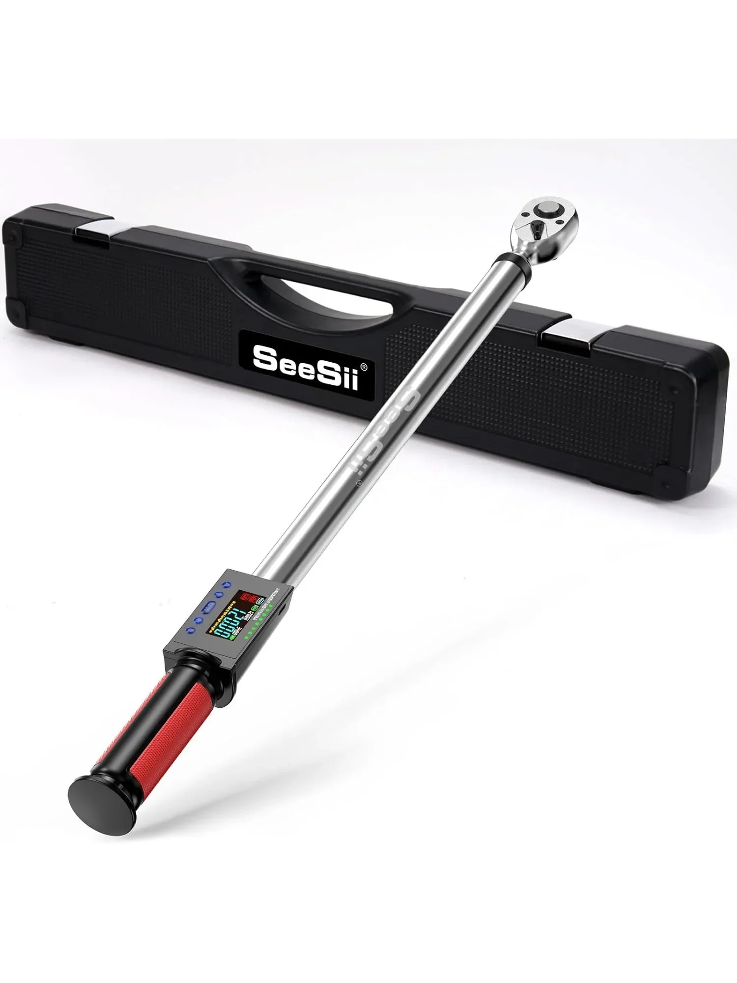 Seesii Elektrische Momentsleutel 340N.m Digitale Elektrische Sleutel 1/2 "Drive 12.5-250.8ft-lbs/17-340N.m Zoemer LED Flash voor Auto Zorg - afbeelding 2
