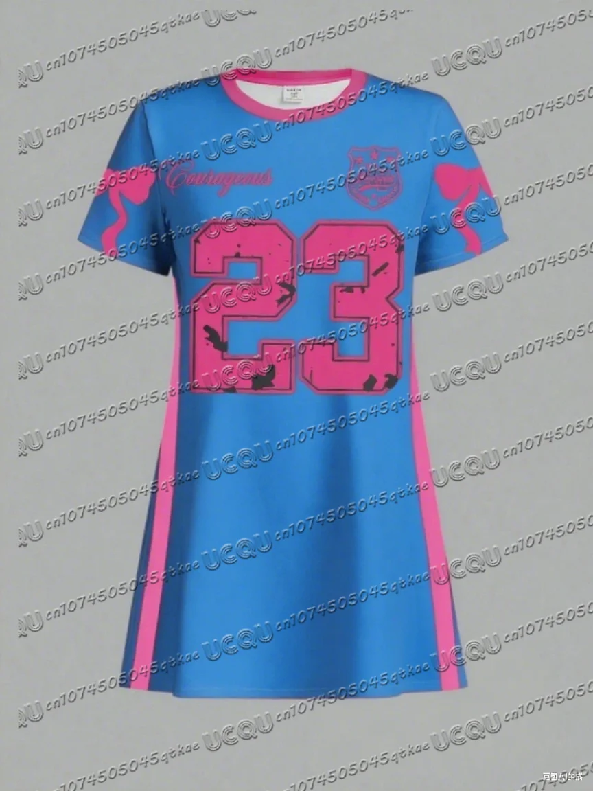 Summer Women T-Shirt Dress Plus Size Casual Leopard NO.23 Printed O-Neck Lady Short Sleeve Pullover Dresses Women Clothing