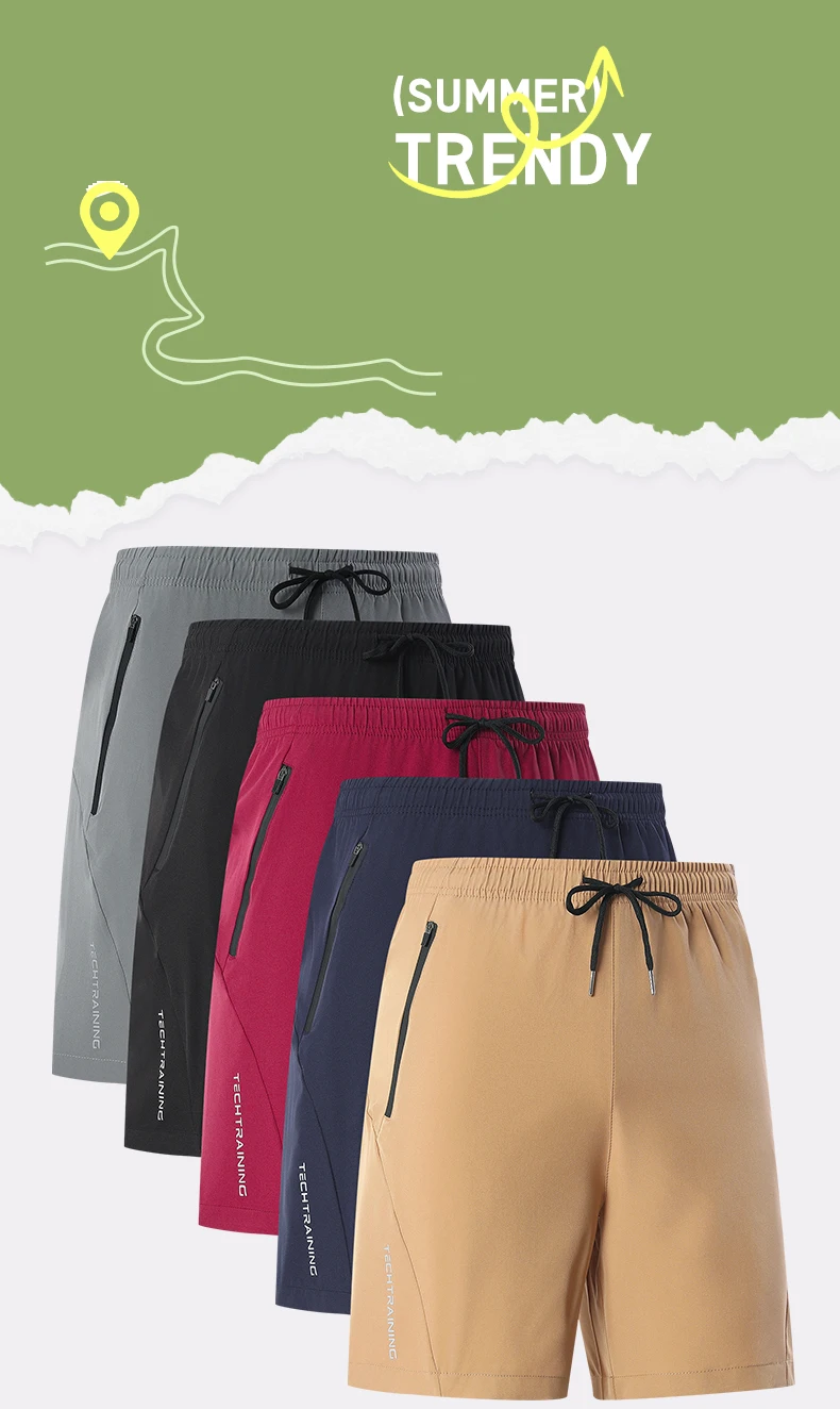 Men's Bottoms Summer Gym Workout Running Cycling Quick Drying Breathable Drawstring Waist Sports Shorts Reflective