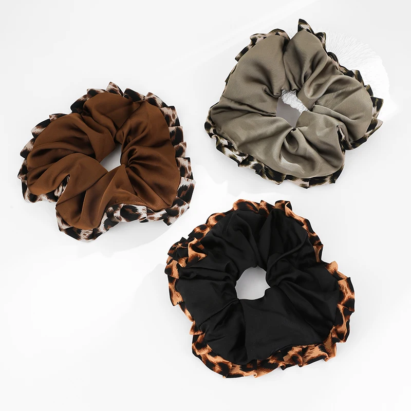 

ROXI | Korea Fashion Leopard Print Oversized Scrunchie Women Elastic Big Hair Tie Girls Black Hair Rubber Bands New