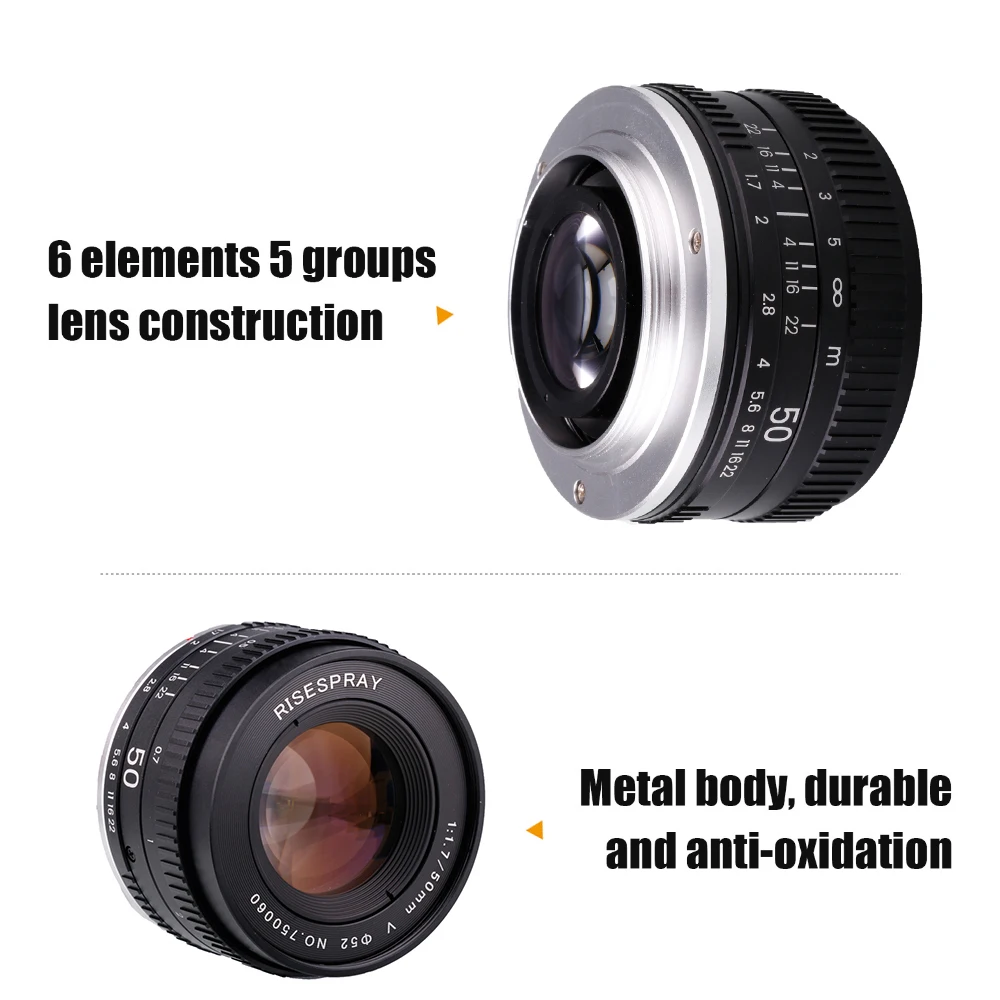 Nowy obiektyw 50mm F1.7 z dużą przysłoną, standardowy, pełnoklatkowy, portretowy, z ręcznym ustawianiem ostrości, do lustrzanek Canon EOS EF M42 Nikon F PK. — zdjęcie produktu 6