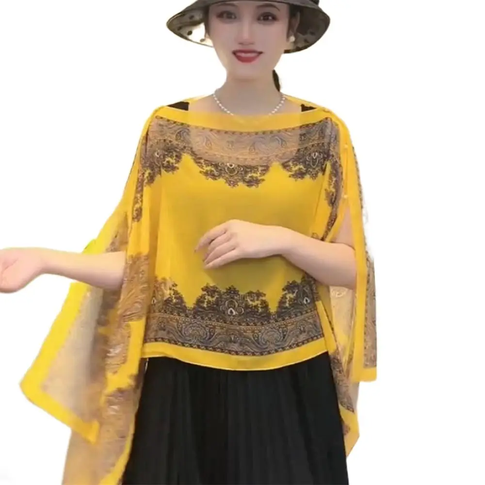 Soft Sunscreen Shawl Sun Protection Shawl Bikini Cover Chiffon Muffler Scarf Bridal Neck Wrap Temperament Cardigan