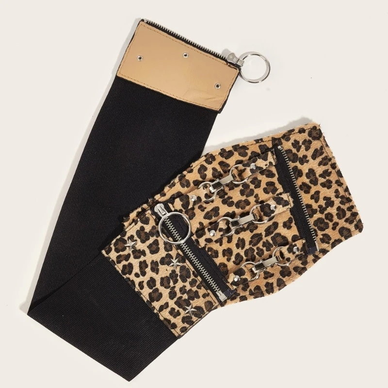 Cadena cintura ancha debajo del pecho con estampado leopardo, cadena Punk, cinturón vaquera para mujer, fiesta envío