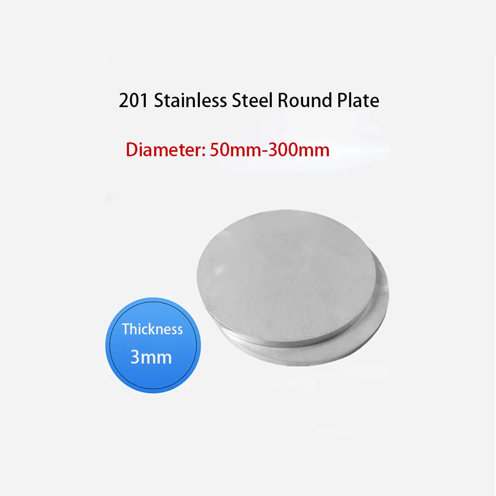 

201 Stainless Steel Round Plate Dia 50mm - 300mm Circular Sheet Steel Disc Round Disk Thickness 3.0mm