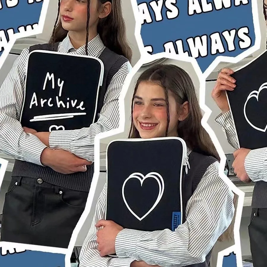 

Корейская сумка для компьютера, защитная сумка для планшета, черно-белая любовь, iPad, планшетный компьютер