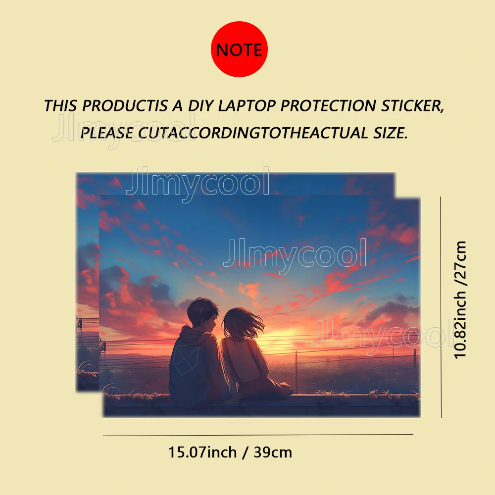 2 Pieces Pink Sunset Couple Vinyl Laptop Sticker Self-adhesive Case for HP Lenovo Apple Easy To Install Decal Stickers