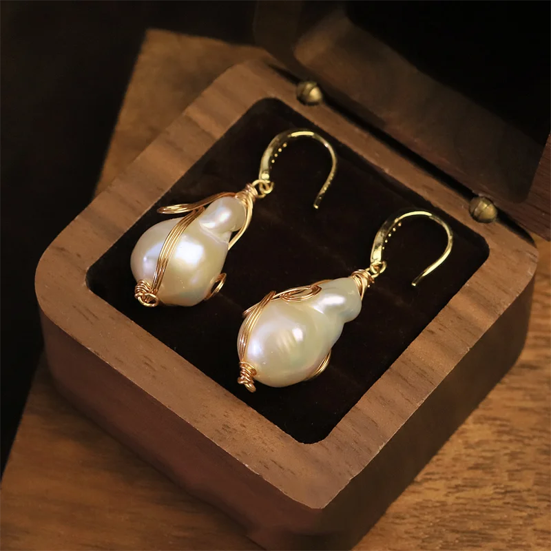Minimalist Luxury Baroque Pearl Hook Earrings Niche Design Irregular Pearl Ear Dangles Fashion Jewelry For Women All Occasions
