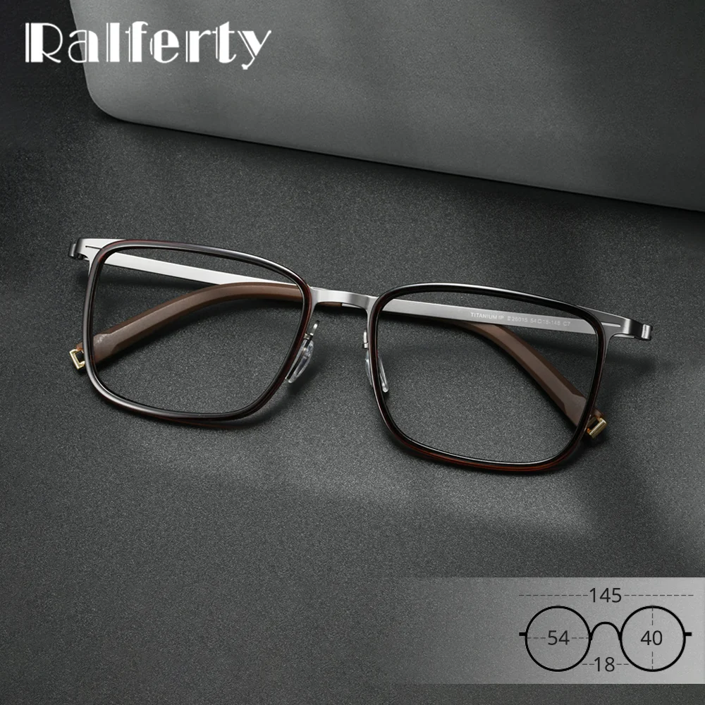 Ralferty Ultra-light Titanium Glasses Frame For Men Women Flexible Square Eyeglasses Frame Optical Frames Big Head 145mm Width