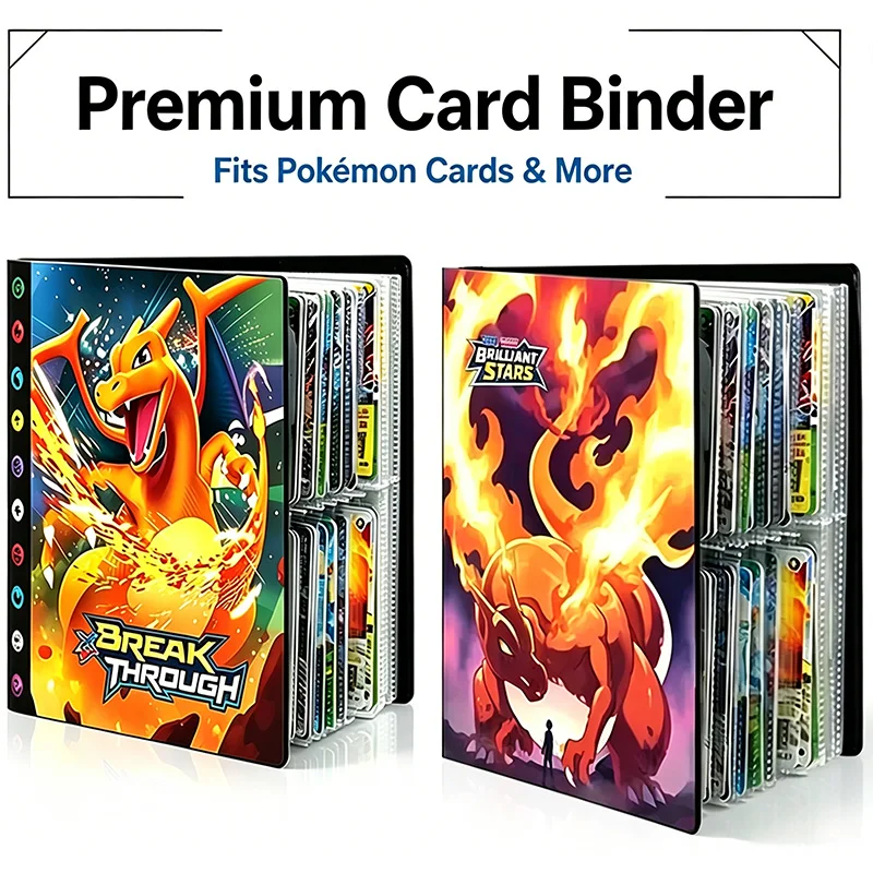 Pokémon Card Anime Card 240PCS Album Book Storage Bag Album Collect Loose Leaf Pu Zipper Game Fans Charizard Card Pack Toys