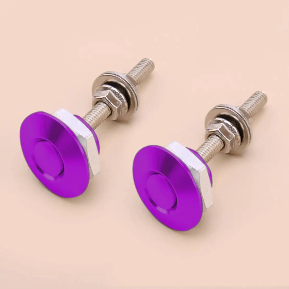 Universal 2pcs Purple 30mm Car Push Button Quick Release Hood Bonnet Pins Lock Clip Bumper Latch