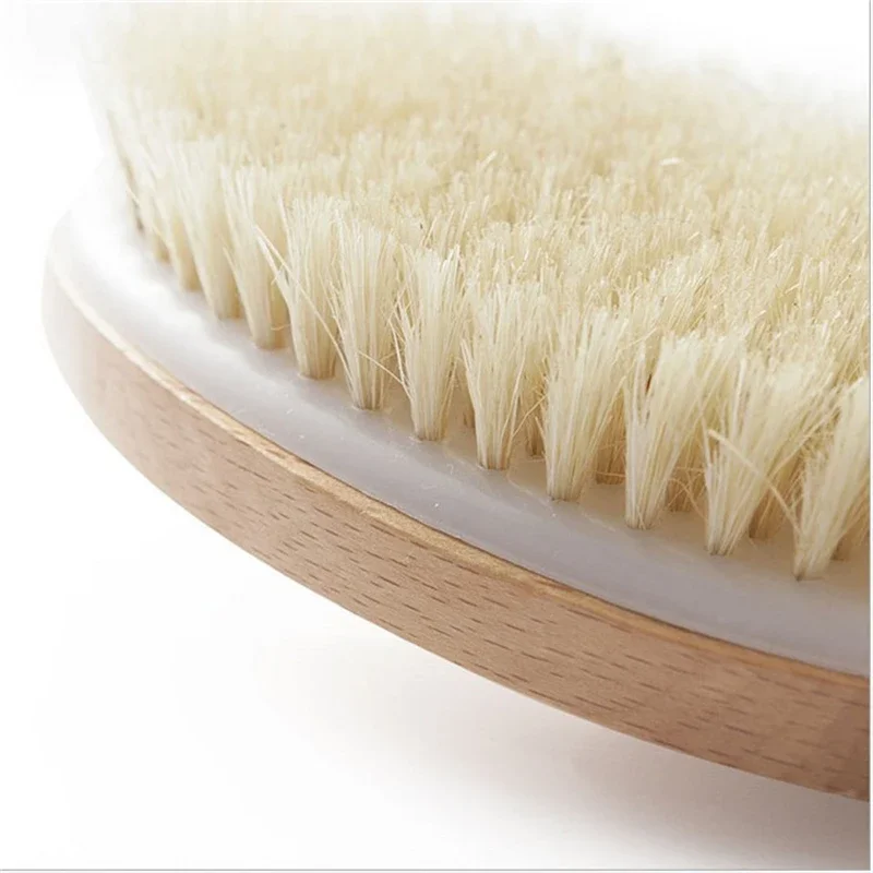 Bathroom Body Brushes Long Handle Bath Natural Bristles Brushes Exfoliating Massager With Wooden Handle Dry Brushing Shower Tool