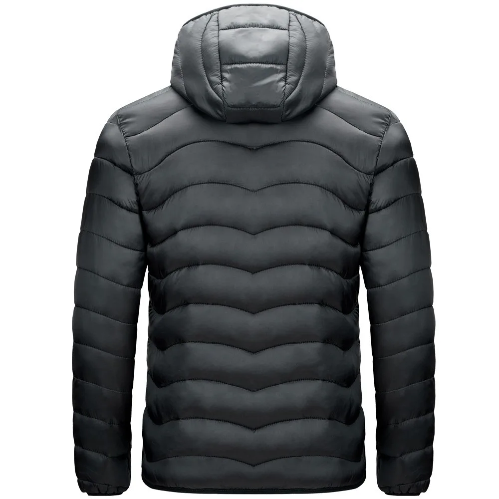 Chaqueta acolchada de algodón para hombre, impermeable con múltiples bolsillos Parka, cálida, ligera, a prueba de viento, Color sólido, Invierno