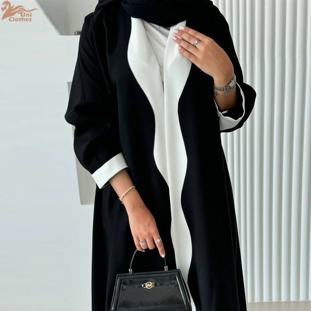 

2025 арабский женский скромный мусульманский кардиган, элегантный Дубай, черное открытое платье Абая, исламская одежда для вечеринок на Ближнем Востоке, новый турецкий кафтан