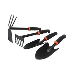 Pala jardinería metal duradera mango ergonómico negro con naranja