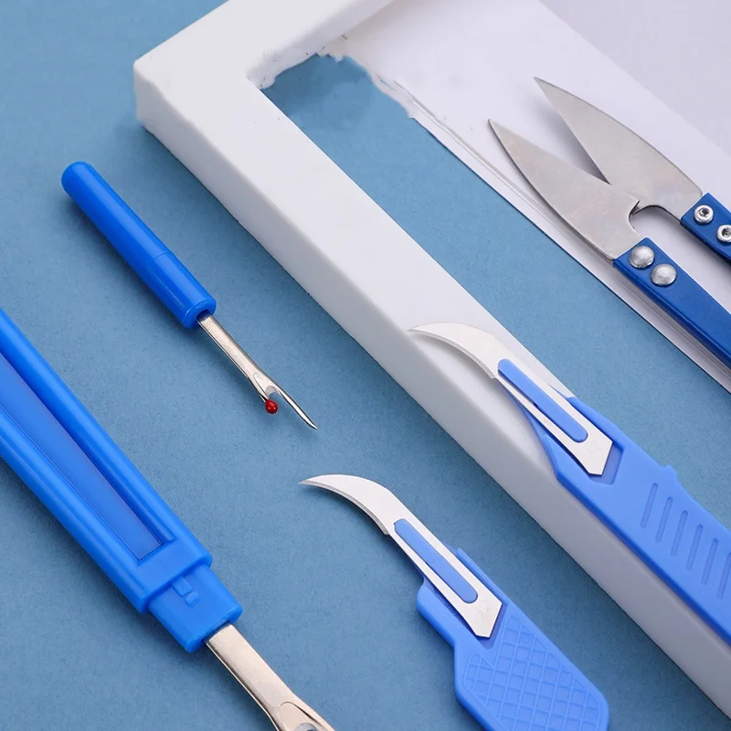 5 Pieces Of Blue Sewing Tear Machine Kit, Including Thread Tear Machine, Suture Tear Machine, And Scissors For Removing Stitches