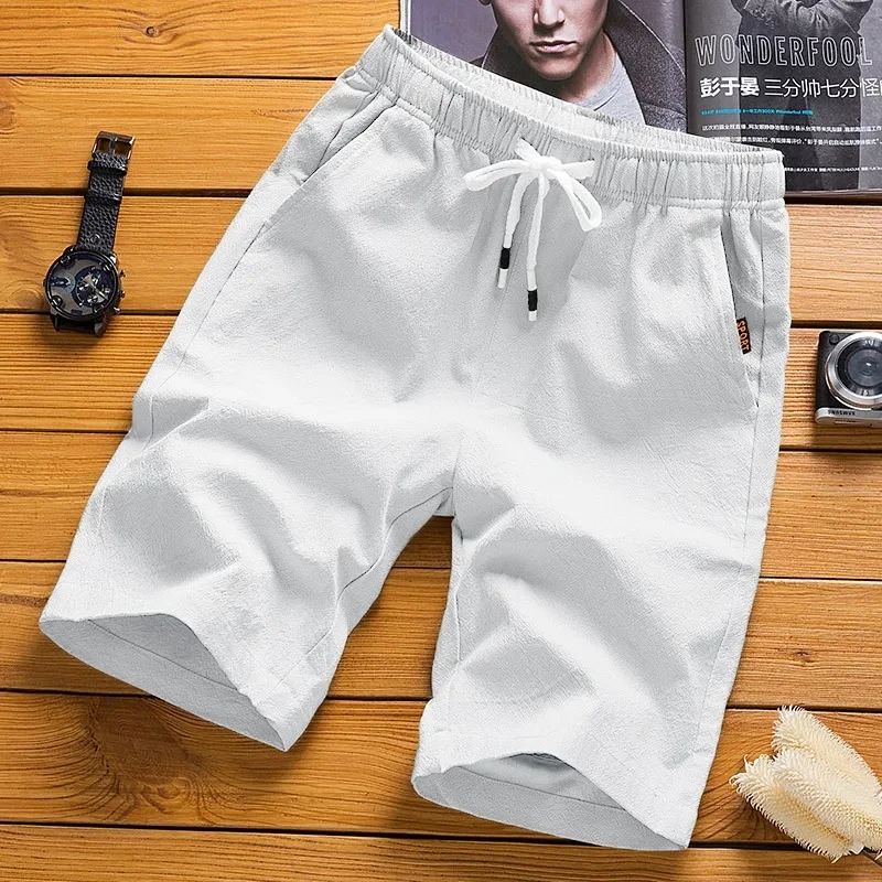 Summer Shorts Men Solid Casual Shorts Male  Cargo Shorts Brand Beach Shorts Cotton Linen Board short Asia Size M-5XL