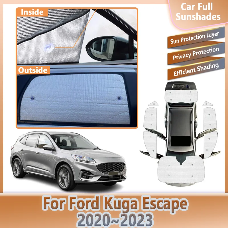 Car Full Sunshades For Ford Kuga Escape 2020 2021 2022 2023 Sun Shade Anti-UV Visor Sun Protection Cover Shades Car Accessories