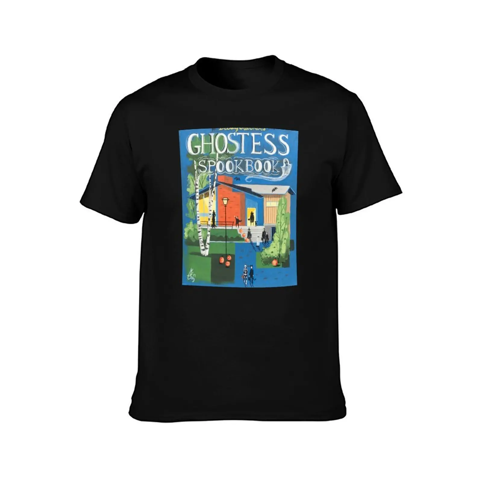 Batty Cracker’s Ghostess Spookbook T-Shirt, Summer Casual Cotton Tee, Oversized Streetwear Tops, Vintage Graphic Print