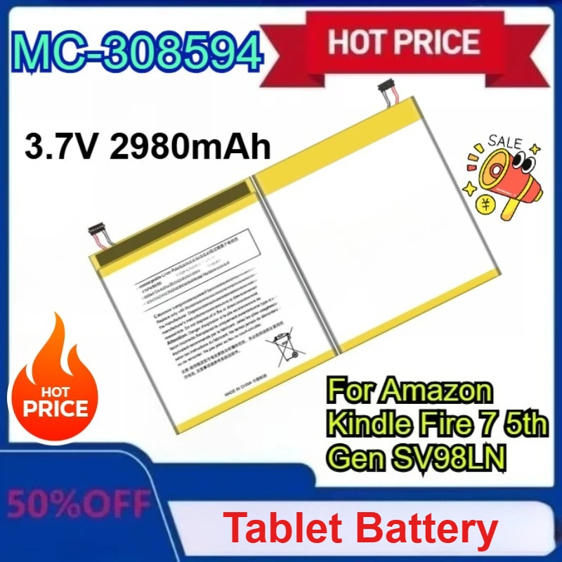 

New 2980mAh Battery MC-308594 for Amazon Kindle Fire 7 5th Gen SV98LN High Quality Replacement Mobile Phone Battery with Tools