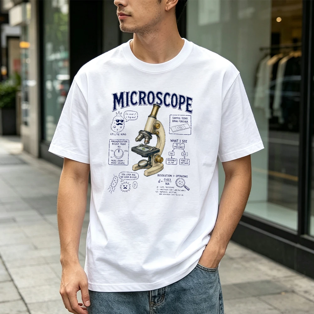 Microscope Science T Shirt Unisex Cotton Vintage Biology Laboratory Graphic Tee Men Women Short Sleeve Summer Casual Tops Shirts