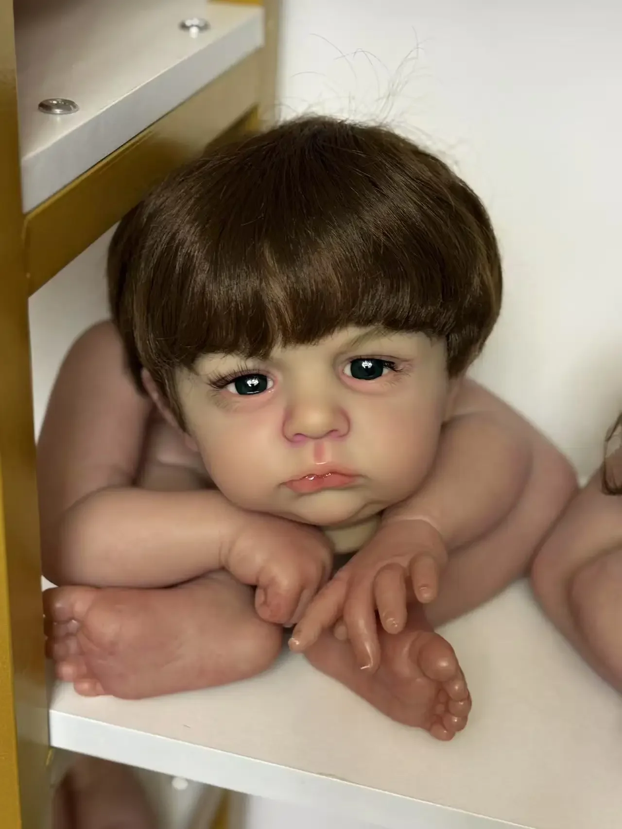EGO personnalisé approvisionnement limité 23 pouces Reborn bébé Cameron avec cheveux enracinés à la main bricolage partie Kit peint avec corps en tissu