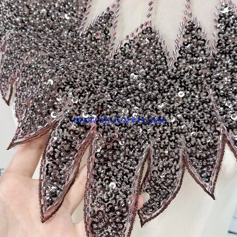 

E21F Luxurious Sequins Appliques Versatiles Beads Decoration Dress Embellishment for Jacket Garment Decoration