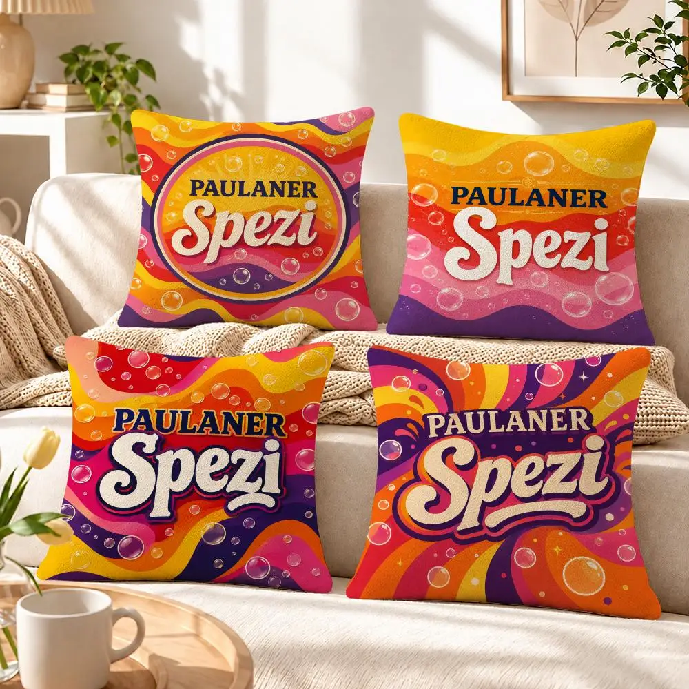 Brand Paulaner Spezi Cushion Cover Soft Short‑Plush Pillowcase, Decor for Sofa & Bedroom, Perfect Holiday Gif