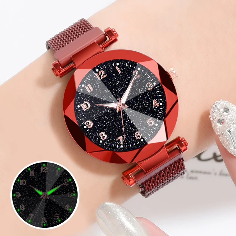 Hot Sale Fashion Starry Sky Watches Women Magnetic Mesh Band Quartz Bracelet Watches Zegarki Damskie Horloge Vrouwen Uhr Damen