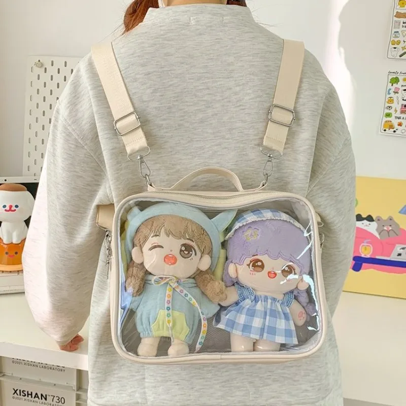 

HAEX Y2K Women Ita Bags 2 Sides Cartoon Embroidered PU Crossbody Bags Transparent Large Capacity Doll Show Mochilas Para Mujer