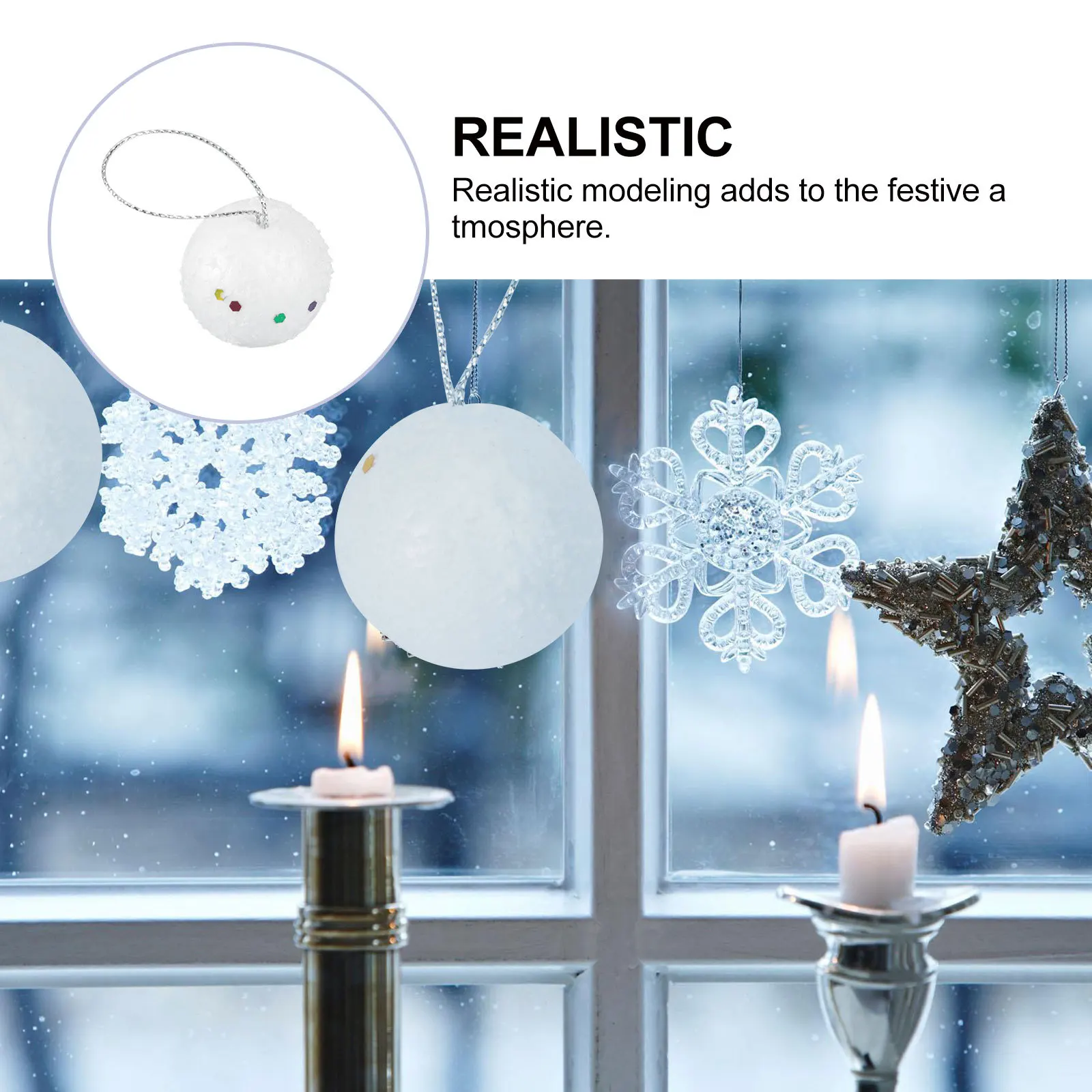 

36Pcs Xmas Snow Globe 4Cm White Snow Landscape Ball Christmas Tree Decoration Festive Decorative Xmas Party Supplies