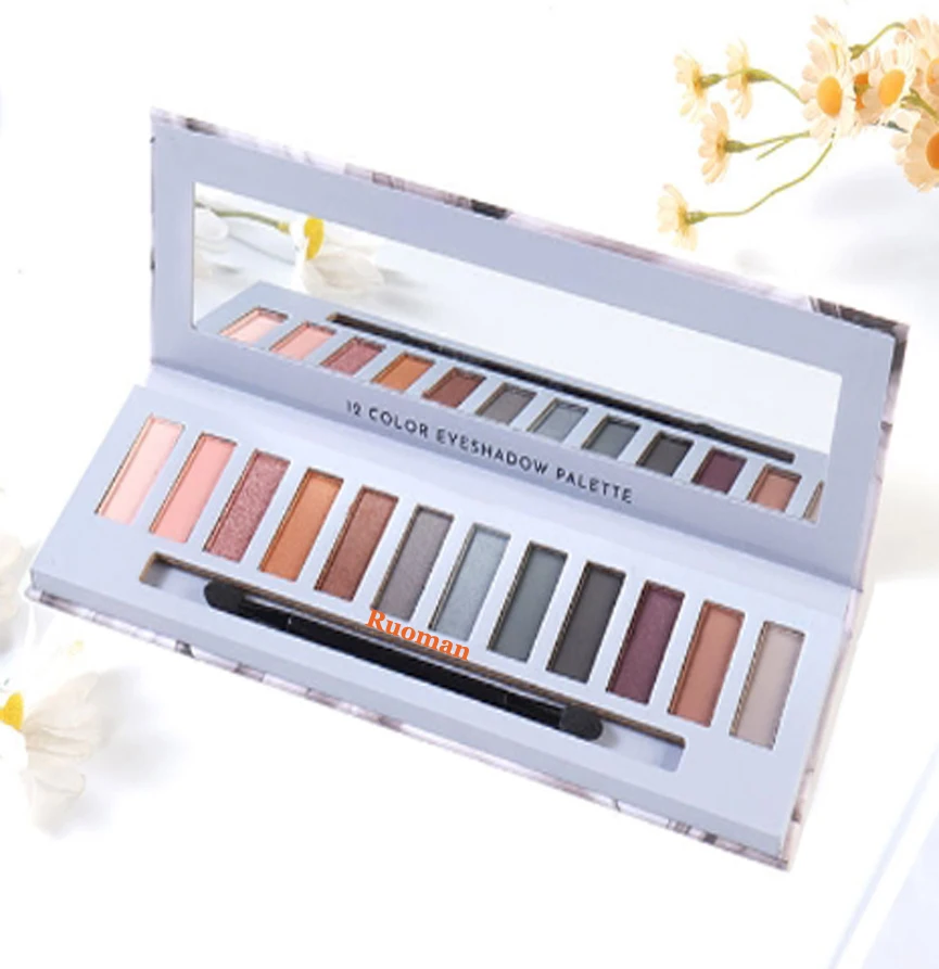 12 Color Naked Eyeshadow Palette Cosmetic Natural Nude Matte Shimmer Glitter Pigment Eye Shadow Pallete Set Makeup with Brush