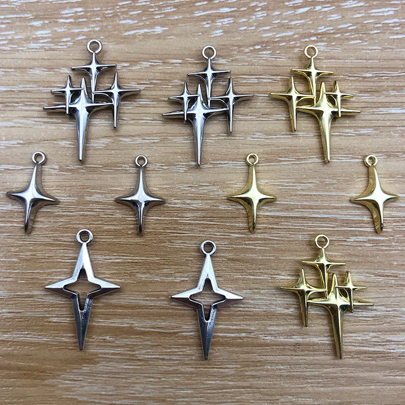 10Pcs Metal Stars Charms Meteor Crosses Star Alloy Pendant for Jewelry Making Diy Earring Necklace Supplies Accessories