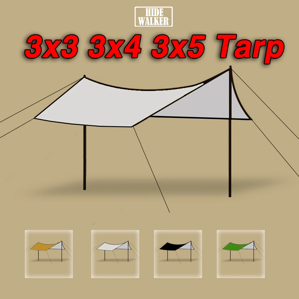 Ultralight Camp Tarp 3x3 Sunshade Canopy Waterproof Outdoor Camping Tarp 3x4 Sun Shelter Tent Flysheet 3x5 Hammock Fly Sheet