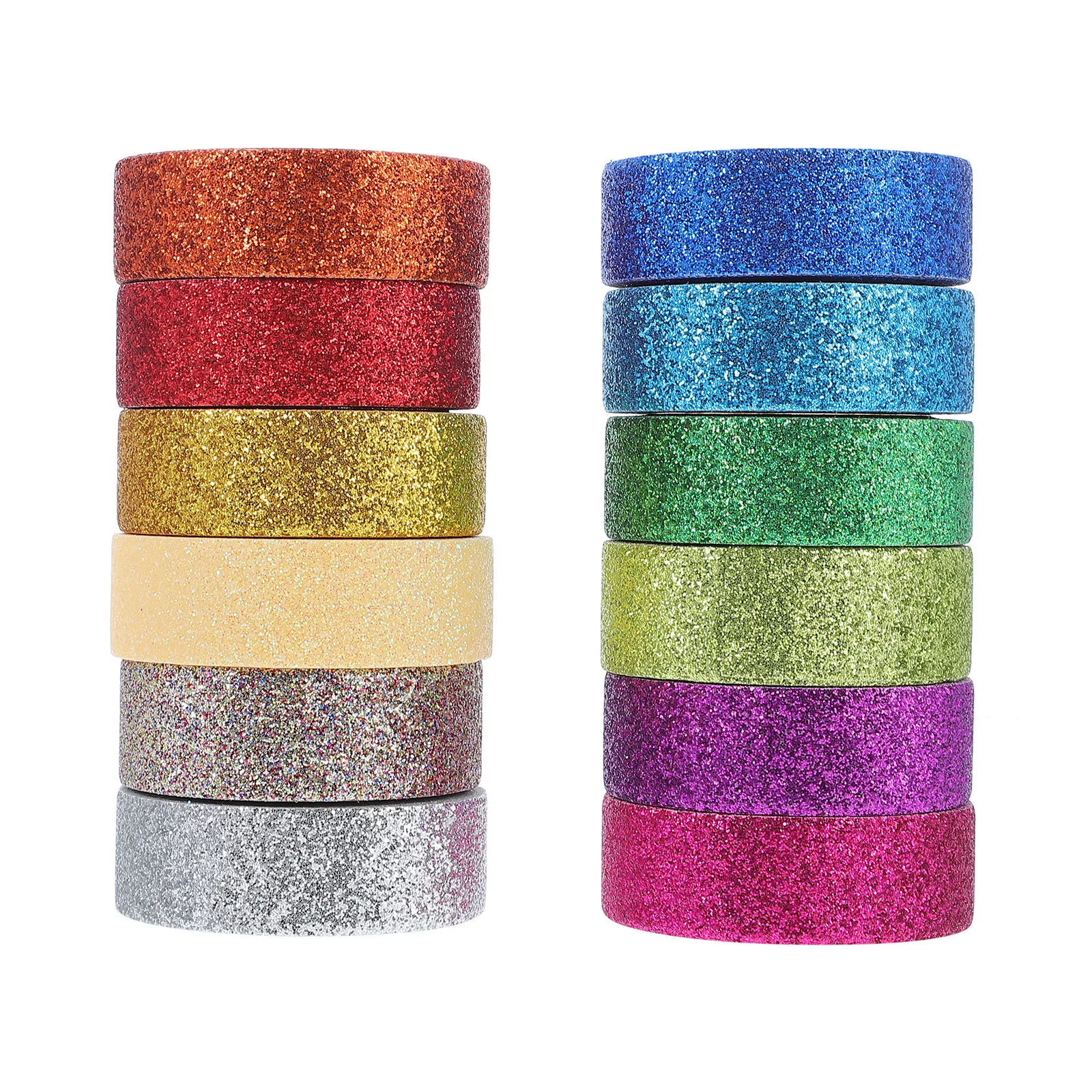 12 Rolls Rainbow Color Glitter Decorative Washi Tape Easy Use DIY Paper Tape Hand Account Gift Wrap Photo Album Sticker