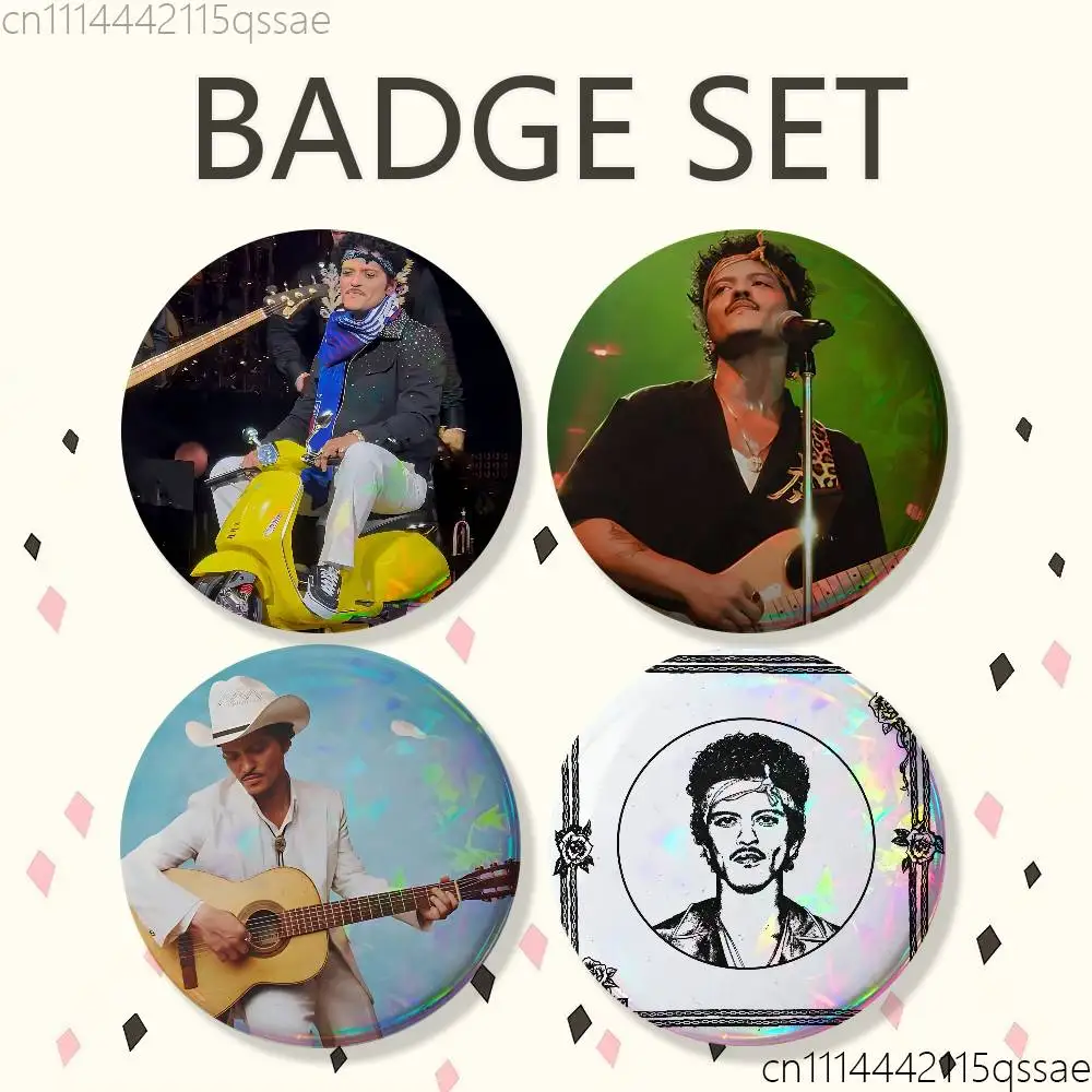 FOR Bruno Mars Romantic 25mm 75mm 44mm 58mm 32m Brooches Badges Pins for Accessories