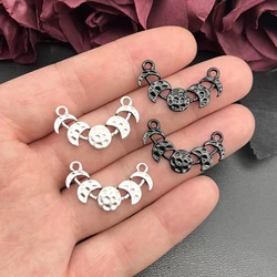 8pcs 30*17mm Vintage Moon Phases Connector Charms Triple Moon Goddess Pendants DIY Handmade Ornaments Accessories