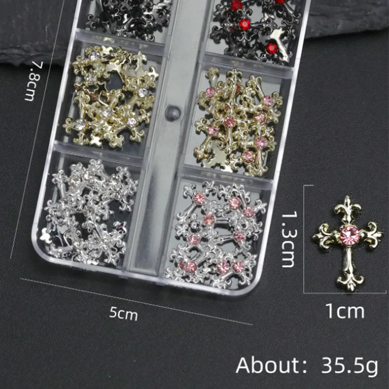 ثلاثية الأبعاد الصليب مسمار الفن الزركون جزءا لا يتجزأ من سبائك الرجعية الراين Y2K القوطية الشرير المعادن نمط مسمار الملحقات DIY بها بنفسك سحر مسمار الديكور