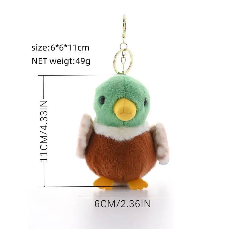 Gevulde sleutelhanger Mallard Duck Bag hanger 4,3 inch pluche dier portemonnee charme rugzak hanger draagbaar voor kinderen