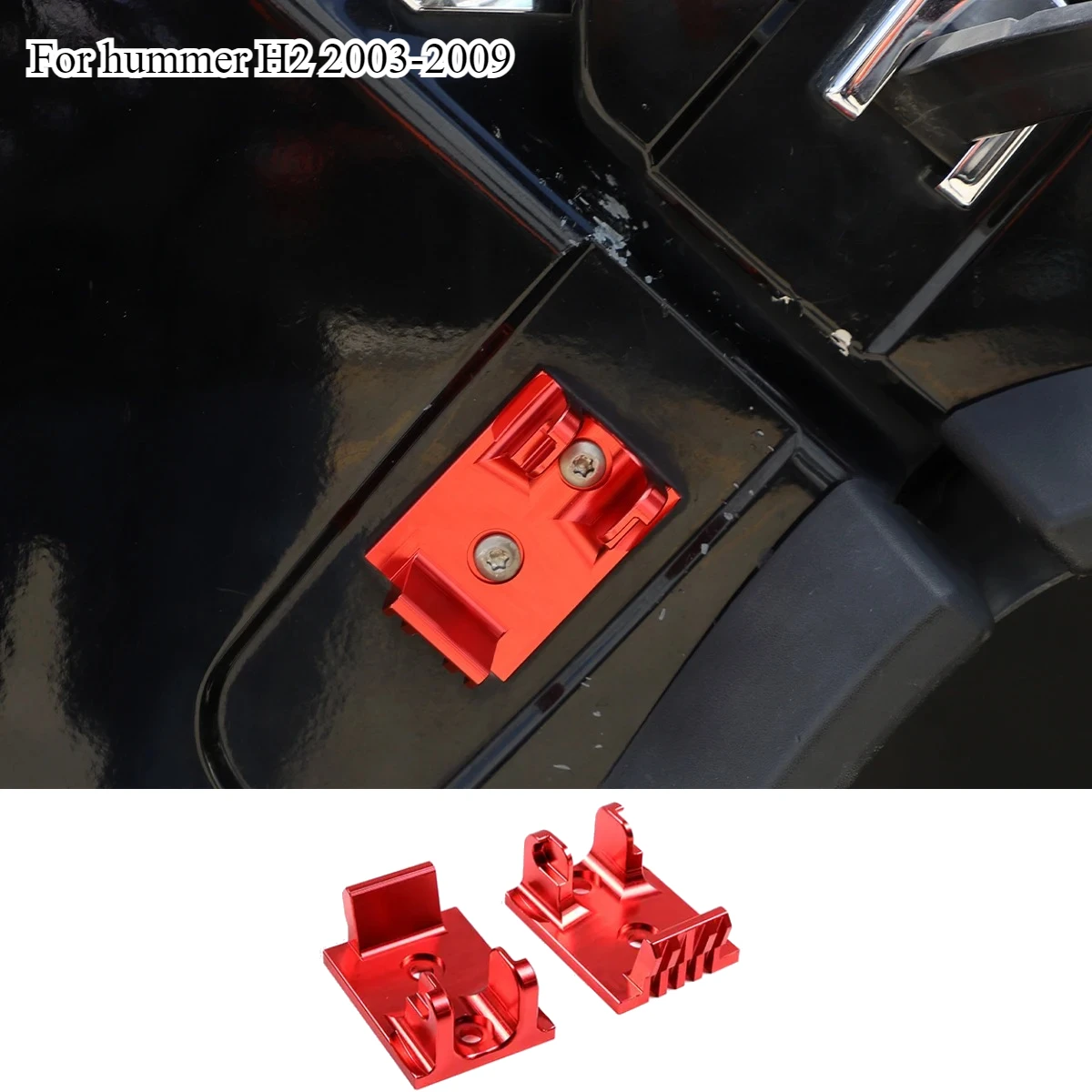 ل 2003-2009 هامر H2 الأحمر سبائك الألومنيوم تصفيف السيارة غطاء السيارة الجانب المفصلي مشبك قاعدة الأجزاء الخارجية للسيارة (أجزاء بديلة) #5