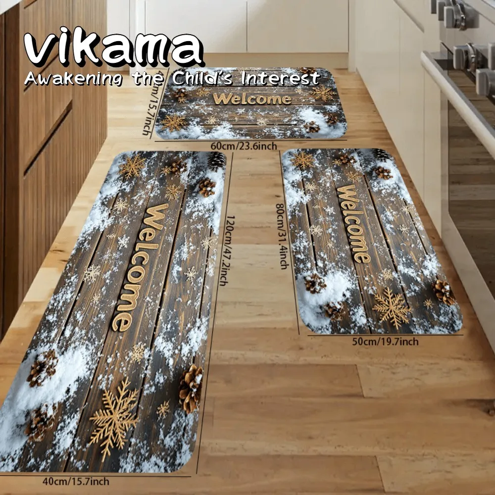 

VIKAMA Рождественский приветственный коврик, противоскользящий коврик для снега, коврик для отделки входа в отпуск дома