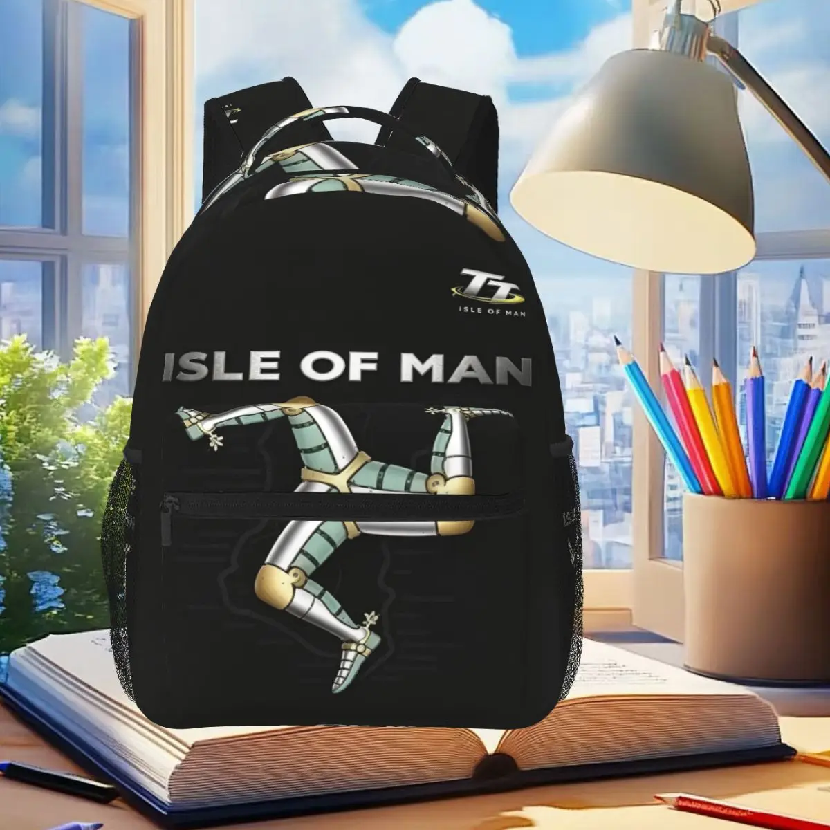 Isle Of Man Tt Road Motorcycle Race Cycling Suit GP Backpack Student Boys Girls BookBag School Bag Shoulder Bags for Men Women