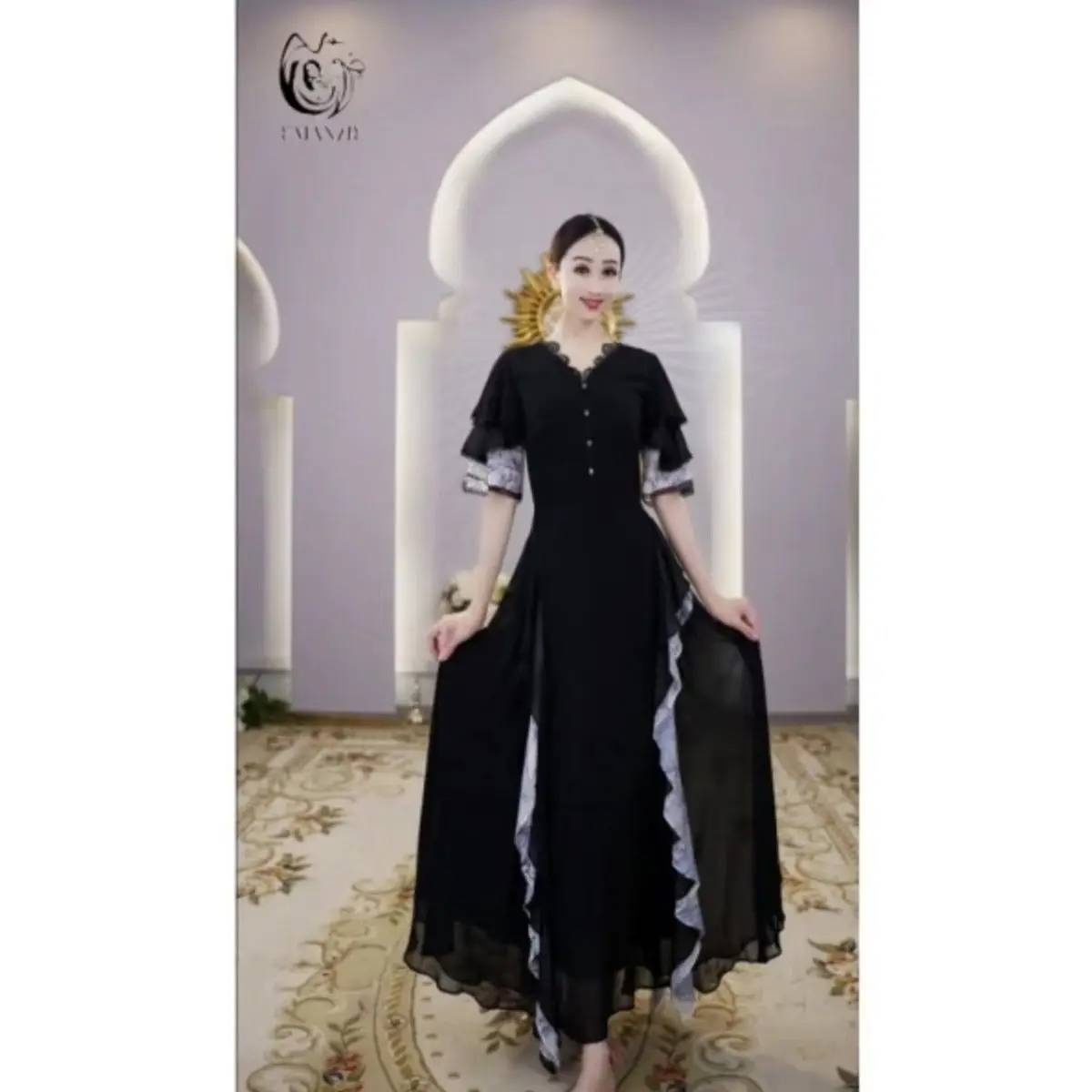 A2518 Chinese Dance Thin Slimming Dress Summer 2024 Elegant and Advanced Chinese Style Improved Qipao Long Dress