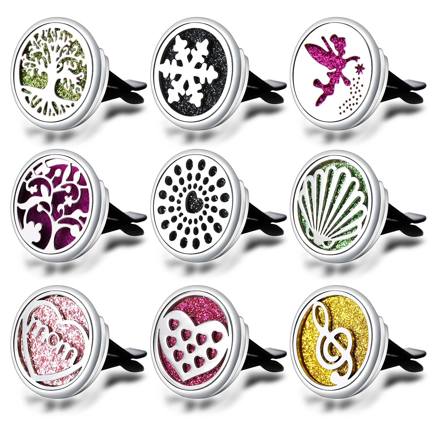 Tree Of Life Insert Car Aromatherapy Gasket Stainless Steel Car Air Outlet Essential Oil Diffuser Fashion Perfume Locket Jewelry