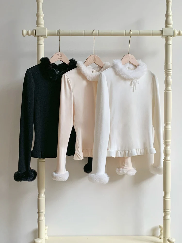 

Оригинальный дизайн Wituji: трехцветное вязаное эластичное нижнее белье, мягкое, легкое, теплое, зимнее, в стиле Лолита, женское, для Ханьфу, с длинными рукавами