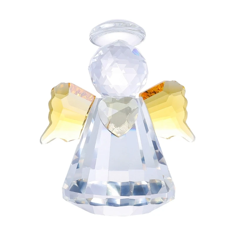  Angel Collectible with Detailed Crystal Form, Reflective Flat Planes and Heart Feature for Shelf, Desk or Office Display