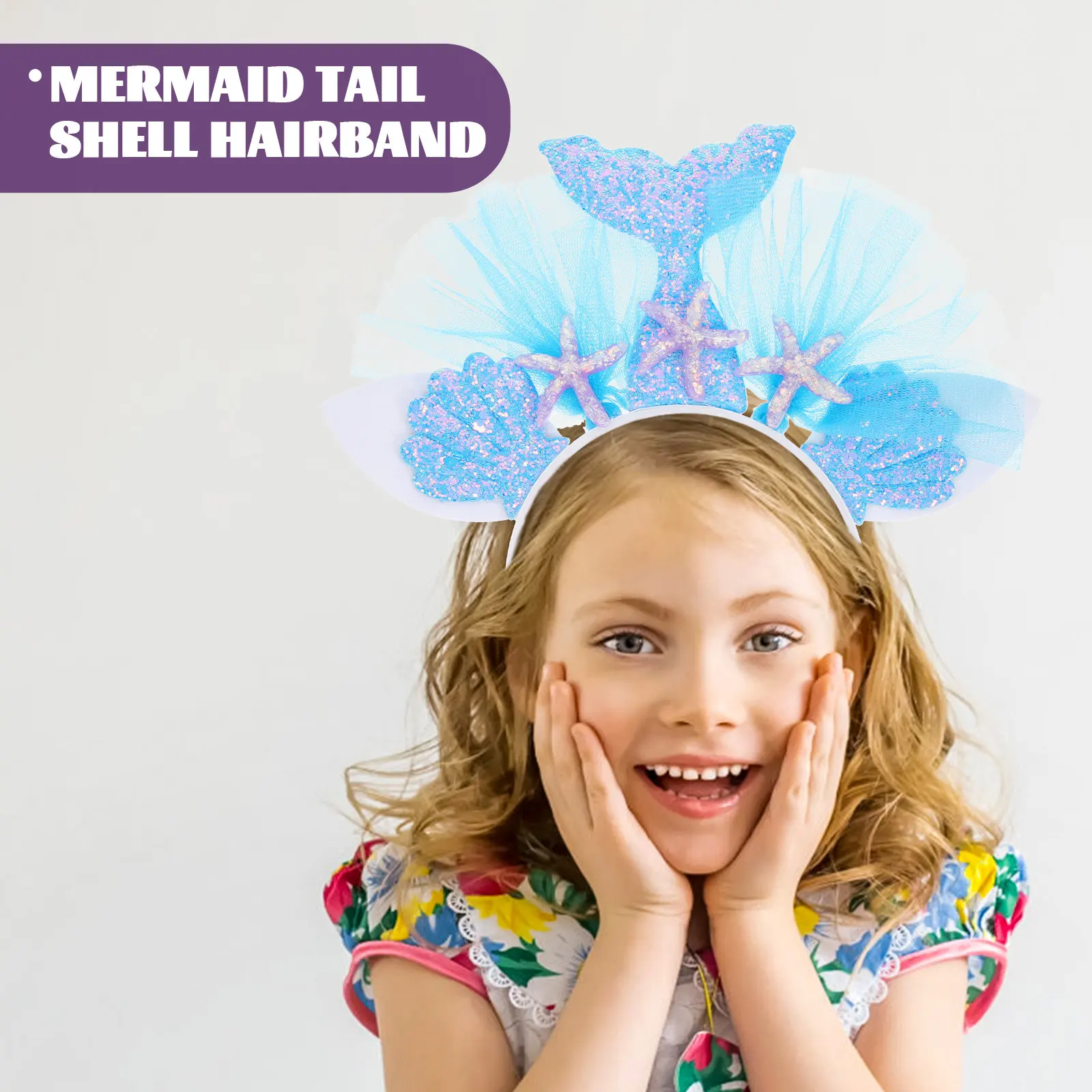 Mermaid Tail Hairband with Pearls and Shells – 2pcs Colorful Costume Hair Accessories for Halloween Carnival