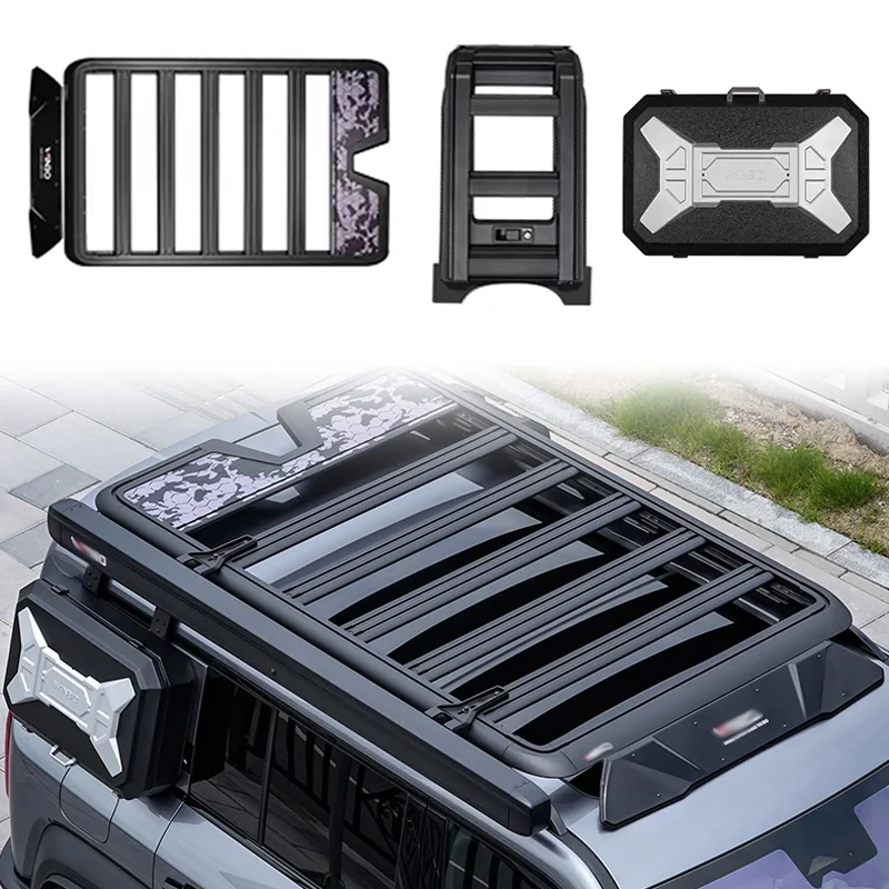 

High Quality 3-Piece Aluminum Alloy Retractable Side Ladder Side Bag Roof Rack Roof Platform for Byd pard 5 Accessories