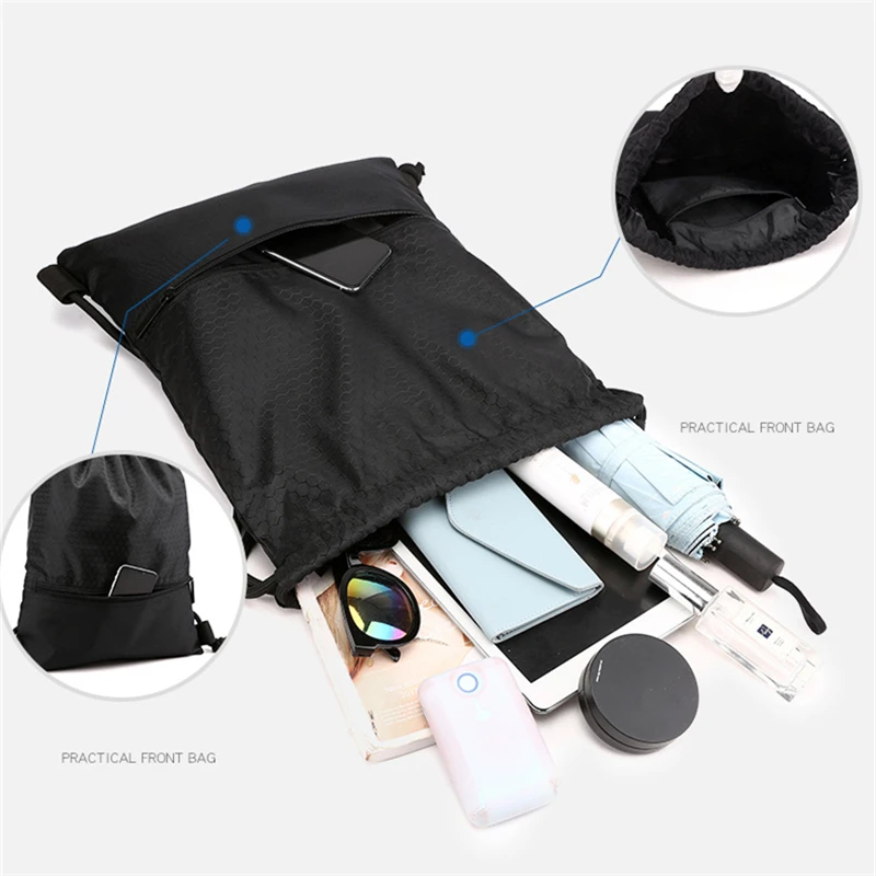 Mochila impermeable de nailon con cordón para mujer, bolsa de almacenamiento para deportes al aire libre, bolsa escolar para estudiantes, bolsas de