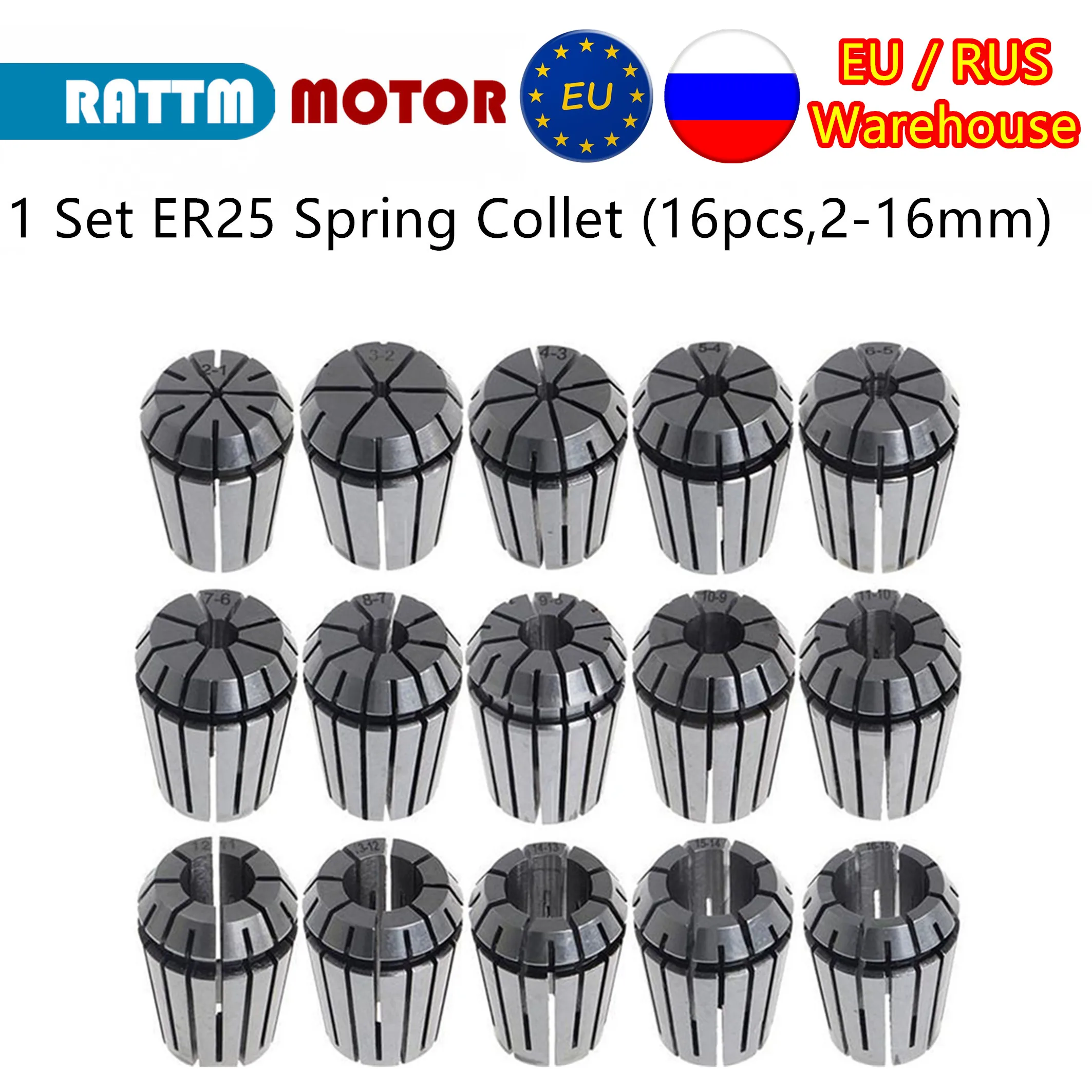 【EU/RU low price】1 set ER20(1-13mm) 14pcs collet beating 0.1mm precision spring collet for CNC milling lathe tool, spindle motor